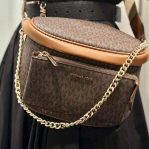Michael Kors Nerka Slater Medium Embellished Sling Pack brown monogram