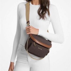 Michael Kors Nerka Slater Medium Embellished Sling Pack brown monogram